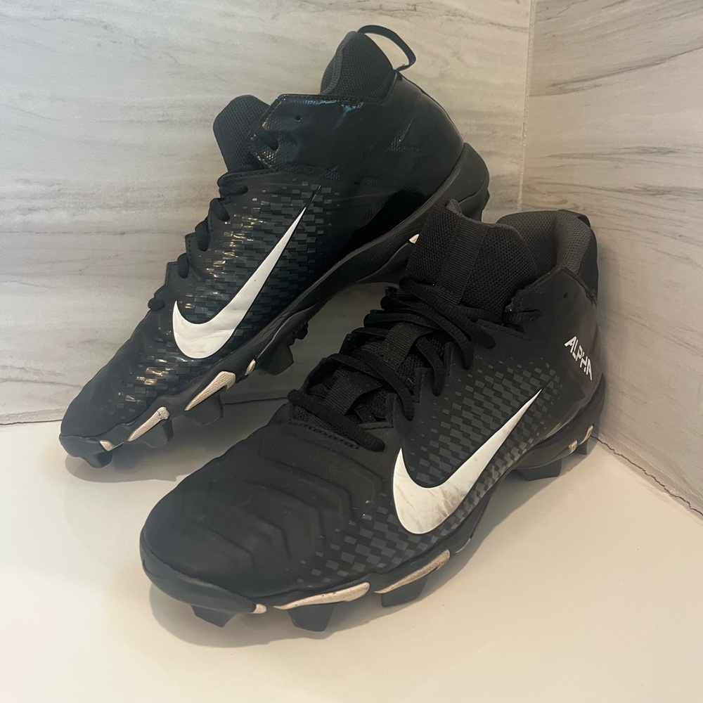 Nike Alpha Fast Flex Mens 9.5 Black White Football Cleats Shoes
